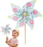 Windmill Toy for Kids, Handmade Outdoor Windmill, Assembly and Color Wind Spinner, Fun Art Craft Project for Boys Girls, Garden Yard Beach Decoration