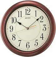 Seiko 13 Inch Numbered Wood Finish Wall Clock,Brown
