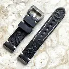 Black and Gray Embossed Handmade Leather Band Strap for Fitbit Versa 3 4 Sense 2