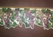 PURPLE GRAPES & VINES ON WHITE PREPASTED KITCHEN WALLPAPER BORDER # WD76836DC