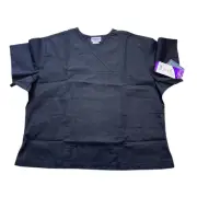 PEACHES Uniforms Womens SCRUB top Sz XXL Black 4513 - Front Pockets NEW