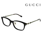 【GUCCI】古馳 光學鏡框 GG1129OJ 001 52MM 橢圓方形鏡框 膠框眼鏡 黑框/古銅色