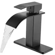 Bathroom Faucet Matte Modern Waterfall Bathroom Sink Faucet with Single Black