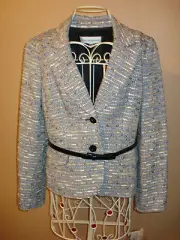 Jones New York 2 pc Blazer Jacket Skirt Career Tweed Suit Size 8P/10P NWT