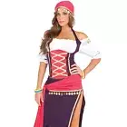 Gypsy Costume Fortune Teller Psychic Top Skirt Head Scarf Coin Fringe 9225