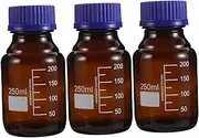 Hohopeti 3pcs Small Glass Bottles Airtight Lab Glassware Glass Reagent Bottles Graduated Liquid Containers For Light-sensitive Chemicals 250ml
