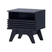Clancy Bedside Unit Side Table Nightstand 1 drawer black woodgrain