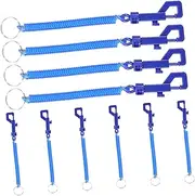 [VALICLUD] 10Pcs Blue Plastic Spring Keyring Durable and Retractable Spring Key Chains for Keys Tools and Electronics for Everyday Use