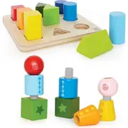 2PK 10pc Hape Colour & Shape Sorter Toddler & 8pc Twist & Turnables Wooden Toy