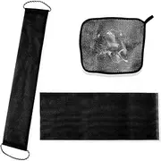 3 Pcs African Exfoliating Net Sponge, Washcloth Scrubber Shower Essentials African net Bath Sponges Bathing Shower Cloth Kit for Back, Body, Face-Black