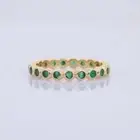 Natural Emerald Gemstone Mini Women Ring Solid 10K Yellow Gold Ring
