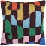 Peking Handicraft Stripeshift Hook Pillow Poly Filler, 18" x 18", 100% Wool & Poly Velvet