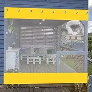 Outdoor Transparent PVC Heavy Duty Waterproof Tarpaulin Curtain with Eyelets Weatherproof Transparent Divider Panel for Porch Gazebo Garden 1.6mx 2.0m