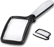 DigitCont Folding Handheld Magnifying Glass with Light, 3X Large Rectangle Reading Magnifier with Dimmable LED for Seniors with, Newspaper, Books, Small Print, for Low Visions