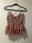 Free People Women Adella Cami Mauve Medium US Pink lace cami top