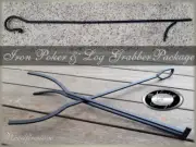 Fireplace TONGS LOG GRABBER CLAW & POKER FIREPIT Fire Pit Tool (Package Deal)
