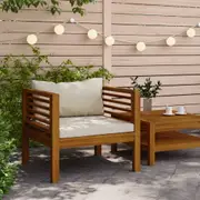 Garden Chair with Cream White Cushions Solid Acacia Wood vidaXL