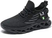 [ZDFQLGV] Men's Running Shoes Trainers Sports Shoes Walking Shoes Breathable Rubber Soles Spiral Base Fitness Jogging Shoe, Black, 13 AU