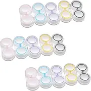 [Ipetboom] 15pcs Dual Storage Transparent Lens Box Portable Leak Lense Organizer Case Each Pink Yellow Black for Travel Outdoor Use Convenient Lense Storage Container