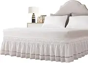 Elastic Bed Skirts for Swaddling, 15 Inch Drop Wrap Around Ruffle Bed Skirt, Three Fabric Sides, Elastic, Dusty, Ruffled Sleeping Skirt, Easy to Put on, Light-Resistant, Silky