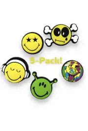 Crocs AUTHENTIC Jibbitz Charms Smiley Face 5 Pk Alien Skull & Crossbones Limited