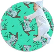 Round Soft Area Rugs for Kids Baby Girls Teen's Room Circle Nursery Rug for Bedroom Living Room Home Decor, Cartoon Animal Koala Green