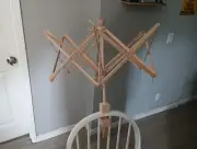 Vintage Sweden Knitting Umbrella Wooden Swift Yarn Winder 26"