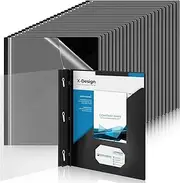 Teling 48 Pcs Clear Front Report Covers with 3 Prongs Fasteners Plastic Book Report Covers 90 Sheet Capacity Resume Portfolio Presentation Folder for Office Business Supplies(Black)