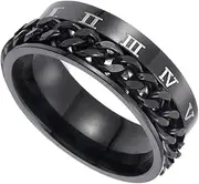 [TINEASUR] Roman Numeral Ring Mens Fidget Ring Adjustable Fidget Ring Fidget Thumb Ring Gothic Vintage Jewelry Rings Gold Fidget Ring Beaded Rings Creative Ring Titanium Steel