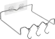 Wall Mounted Washbasin Rack Stainless Steel Space Saving Multipurpose Modern Simple Bathroom Kitchen Organizer with Hooks for Towels Toiletries Storage