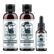 Beard Shampoo & Conditioner + Beard Oil (3-Pack) Jhonny Rugged - Grey Gum Scent