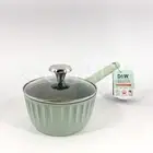 D&W Saucepan Casserole 1.4-qt Pot 6.3" Premium NonStick Lid Long Handle Green