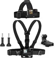 Sametop Head Mount Strap Chest Mount Harness Chesty Kit Compatible with GoPro Hero 13, 12, 11, 10, 9, 8, 7, 6, 5, 4, Session, 3+, 3, 2, 1, Hero(2018), Fusion, Max, DJI Osmo Action Cameras