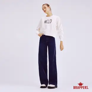 BRAPPERS 女款 環保再生棉系列-高腰彈性寬褲-深藍