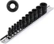 11PCS E-Torx Socket Set with Rail, CR-V, 1/4" and 3/8" Drive, Female External To