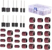 LOLIPPYY 252pcs Sanding Bands Drum Mandrel Rotary Tool Kit for Durable Sleeves with Easy Installation for Grinding Shaping and Polishing