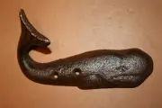 Whale Coat Hat Wall Hooks Rustic Cast Iron, 5 3/4", Volume Priced, H-102