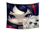 Faces of Faery #41 Girl with Adorable Maltese Dog Tapestry