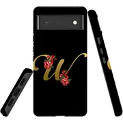 For Google Pixel 6 Case, Shielding Back Cover,Embellished Letter W