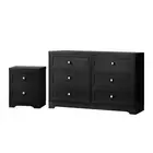 6 Chest of Drawers and Bedside Table Hamptons Furniture Set Black