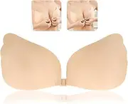 [FQQF] Adhesive Push Up Bra, Strapless Bra Backless, Backless Push-Up Adhesive Bra, Easy to Use and Comfortable, Strapless Bra Backless (Cup Size: B), K, Medium