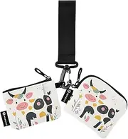[XYMZR] Mini Zip Around Wristlet keychain Wallet Cow Yellow Spot for Women Personalized Pattern Detachable Dual Pouch Wristlet Portable Wallet Phone Coin Purse, Multi-colored, One Size