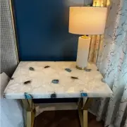 Bedroom Side Table White and Blue Agate Stone Farmhouse Decor Gifts 48"x36" Inch