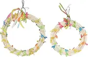 Bird Swings for Parakeets | Perch Ring for Bird | Colorful Parakeet Parrot Cockatiel Cage Perch Ring Swing Toy with Leaves