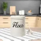 White Metal Food Flour Storage Tin Jar 5L Container Decor 6.7x8 inch