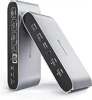 Minisopuru USB C Docking Station (13 in 1), Displaylink Triple Display Docking Station for MacBook M1/M2/Windows, with 2 HDMI & 2 DisplayPort, 100 W Charge, USB-C Data, Ethernet, Audio, 4 USBA Ports