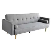 Madison Sofa Bed Lounge Couch Futon Furniture Home Light Grey Linen Suite