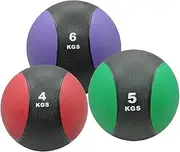 4kg + 5kg + 6kg Commercial Rubber Medicine Ball Set / Gym Fitness Exercise Ball