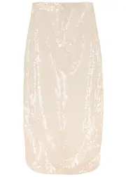 A.W.A.K.E Mode Sheer Sequin Midi Skirt - Ivory - 40 (UK12 / M) 40 (UK12 / M)