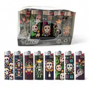 50x BIC Maxi Mexican Skull Lighters Various Colour Box J26